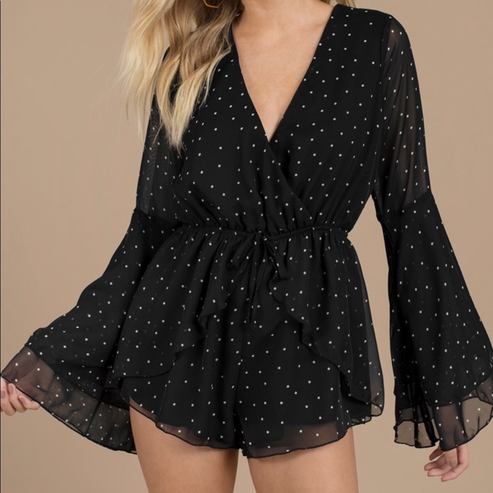 Tobi Polka Dot Bell Sleeve Romper Size M